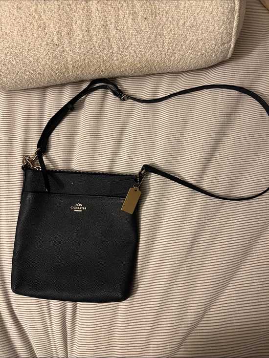 Coach Handbags - Coach Black Leather Crossbody with Gold Accent